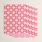 Retro love heart face checkered pattern Wrapping Paper Gallery Image 3