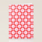 Retro love heart face checkered pattern Stationery Card Gallery Image 2