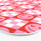 Retro love heart face checkered pattern Bath Mat Gallery Image 3
