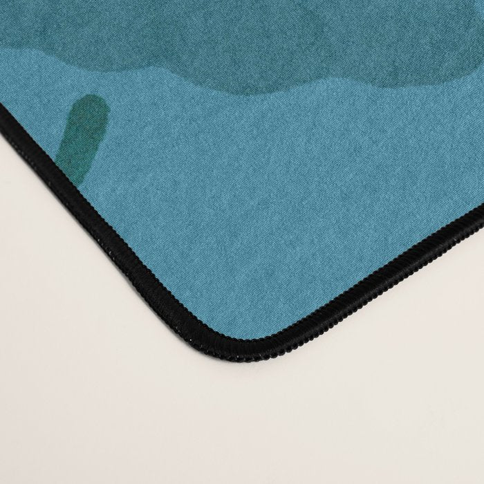 Peacock and Flower - Teal and Blue Desk Mat Gallery Image 4
