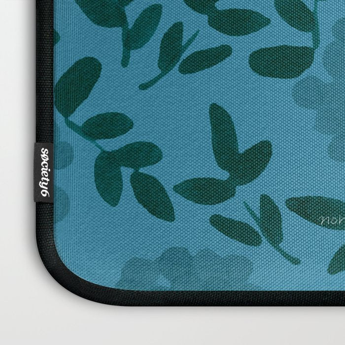 Peacock and Flower - Teal and Blue Laptop Sleeve Gallery Image 3