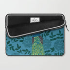 Peacock and Flower - Teal and Blue Laptop Sleeve Gallery Image 2