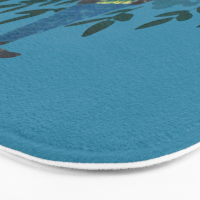 Peacock and Flower - Teal and Blue Bath Mat Gallery Image 3