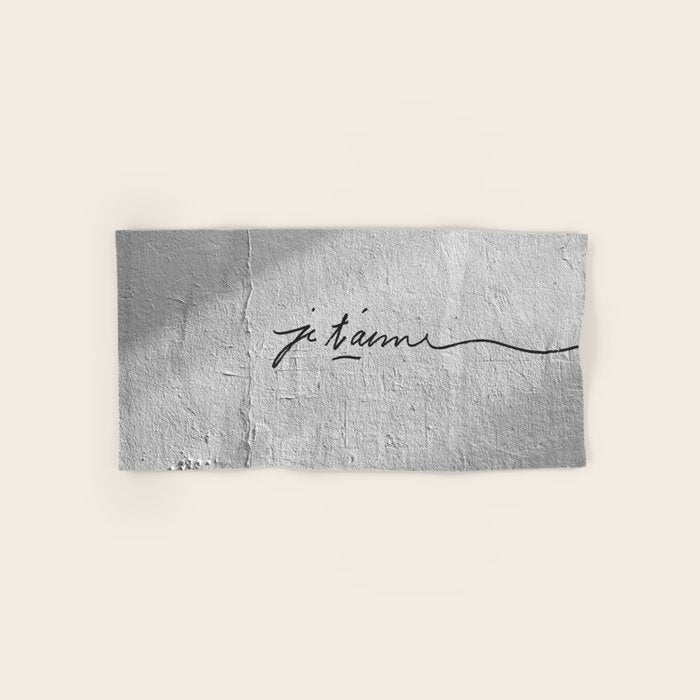 Je t'aime - Love Graffiti Art Print in France - Romantic Bedroom Decor Bath Towel Gallery Image 1
