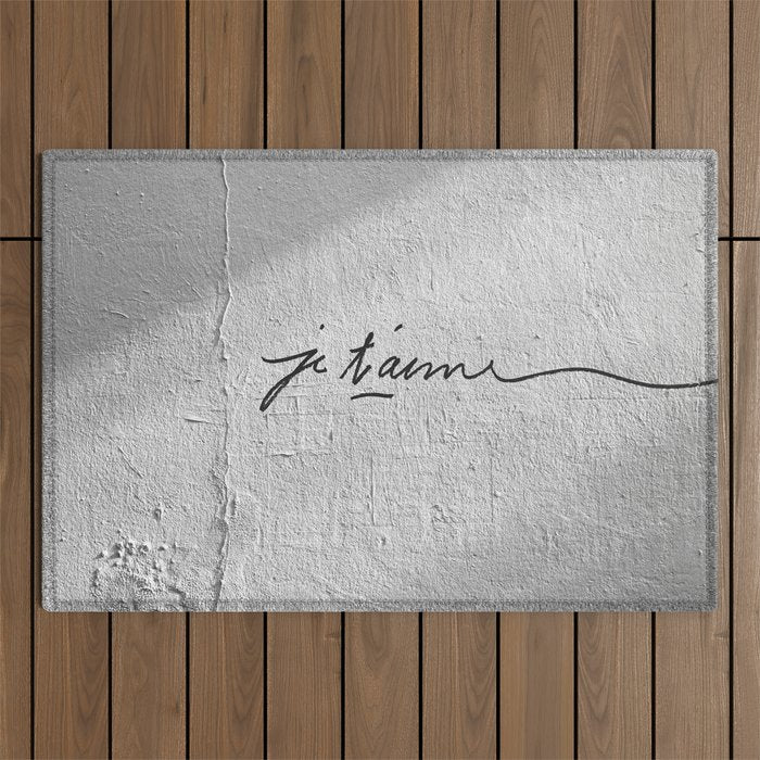 Je t'aime - Love Graffiti Art Print in France - Romantic Bedroom Decor Outdoor Rug Gallery Image 1
