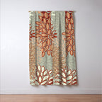 Festive, Floral Prints, Green, Terracotta, Red, Coloured Prints Window Curtain Gallery Image 3