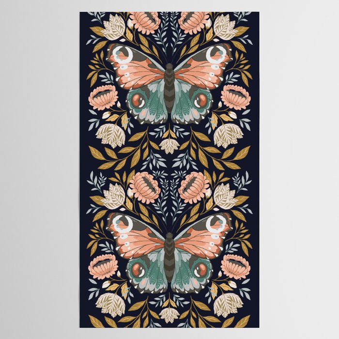 William Morris Butterfly - Midnight Garden Tablecloth Gallery Image 2
