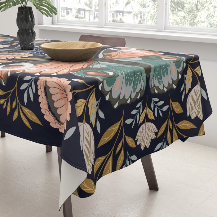 William Morris Butterfly - Midnight Garden Tablecloth Gallery Image 3