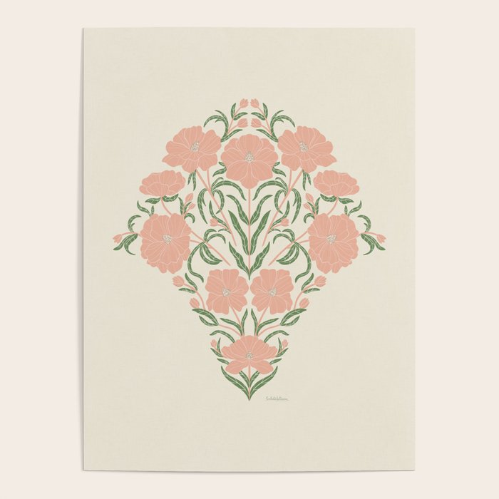 Pastel Peach Peonies - Retro botanical Poster Gallery Image 4