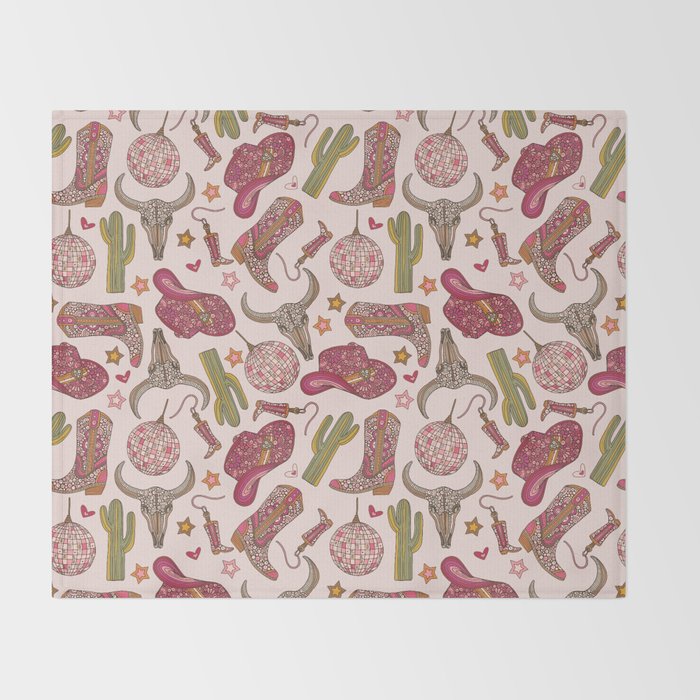 Western Disco Dreams , Cowgirl Pattern Throw Blanket Gallery Image 2