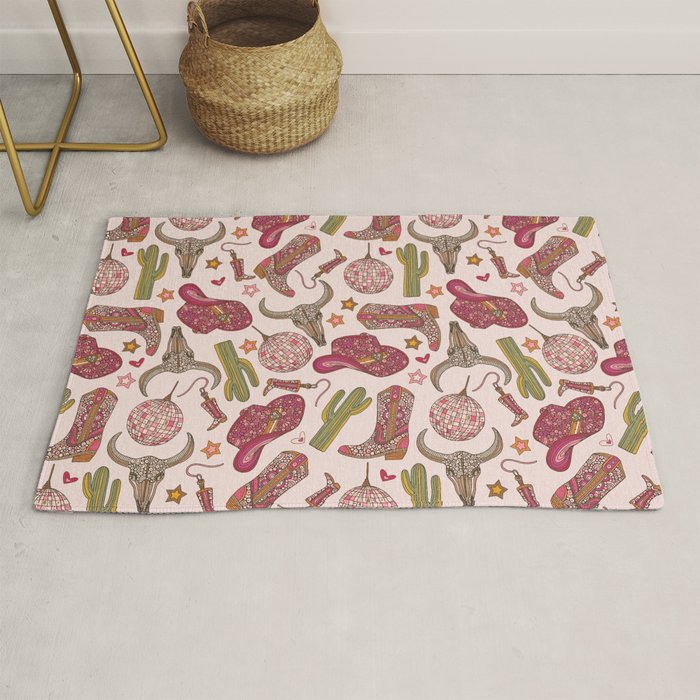 Western Disco Dreams , Cowgirl Pattern Rug