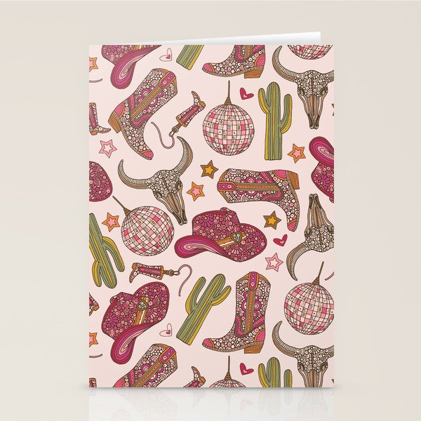 Western Disco Dreams , Cowgirl Pattern Stationery Card Gallery Image 2