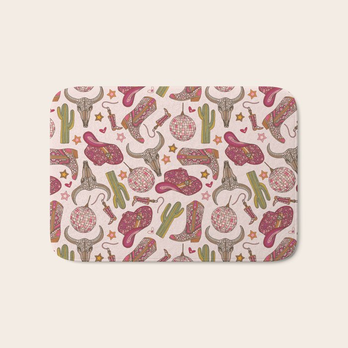 Western Disco Dreams , Cowgirl Pattern Bath Mat Gallery Image 1