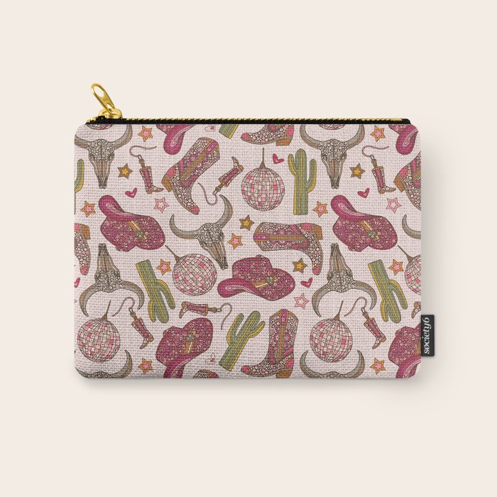 Western Disco Dreams , Cowgirl Pattern Carry All Pouch Gallery Image 1
