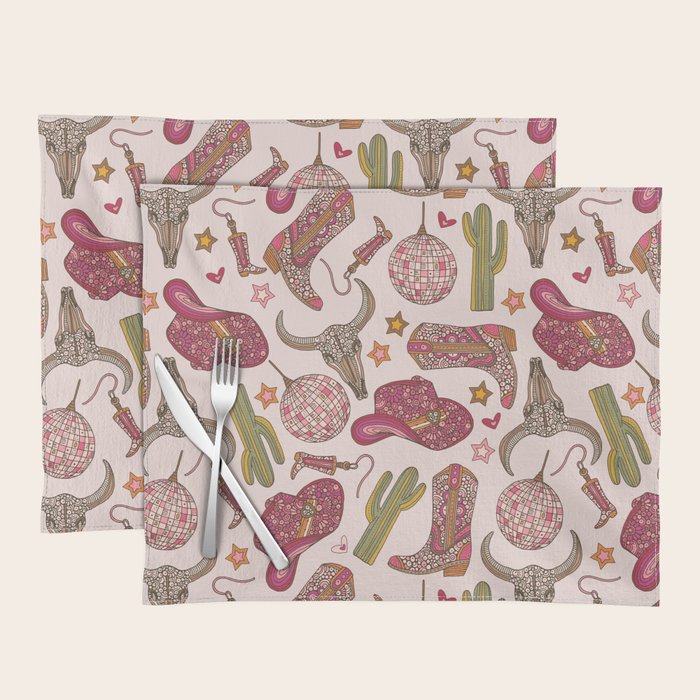 Western Disco Dreams , Cowgirl Pattern Placemat Gallery Image 1