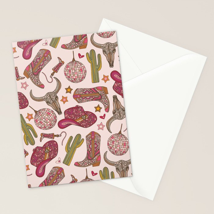 Western Disco Dreams , Cowgirl Pattern Stationery Card Gallery Image 2