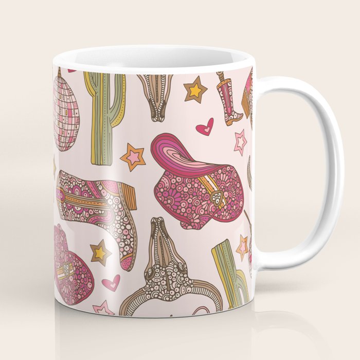 Western Disco Dreams , Cowgirl Pattern Coffee Mug