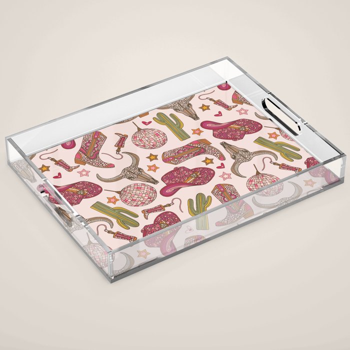 Western Disco Dreams , Cowgirl Pattern Acrylic Tray Gallery Image 1
