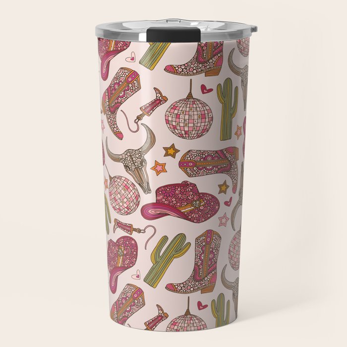 Western Disco Dreams , Cowgirl Pattern Travel Mug Gallery Image 1