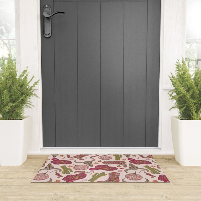 Western Disco Dreams , Cowgirl Pattern Welcome Mat Gallery Image 3