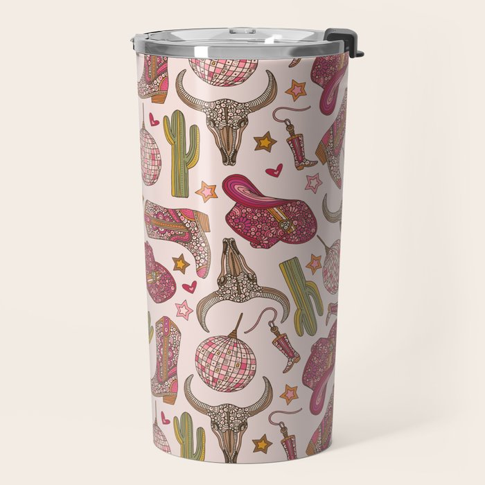 Western Disco Dreams , Cowgirl Pattern Travel Mug Gallery Image 2