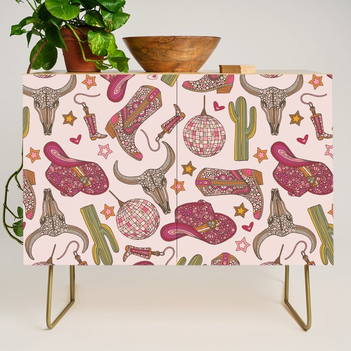 Western Disco Dreams , Cowgirl Pattern Credenza Gallery Image 1