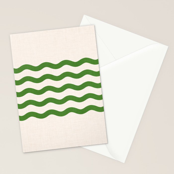 Emerald Waves / Coastal Stripes Series Stationery Card Gallery Image 2