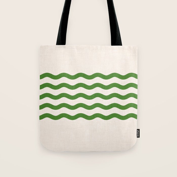 Emerald Waves / Coastal Stripes Series Tote Bag Gallery Image 1