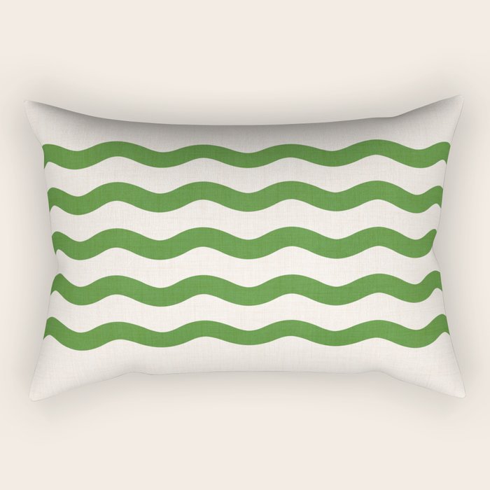 Emerald Waves / Coastal Stripes Series Rectangular Pillow Gallery Image 2