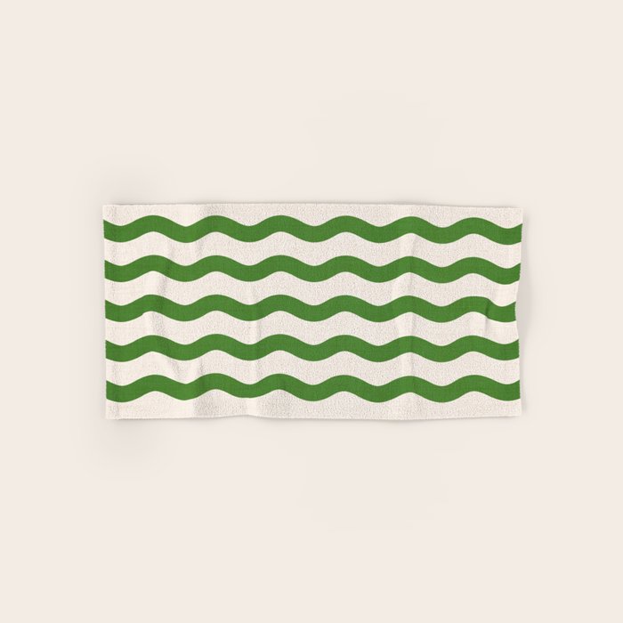 Emerald Waves / Coastal Stripes Series Bath Towel Gallery Image 1