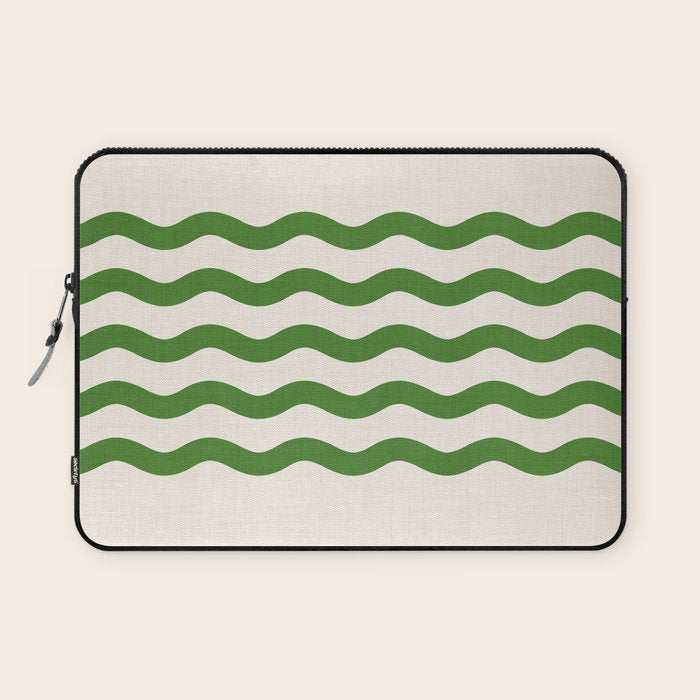 Emerald Waves / Coastal Stripes Series Laptop Sleeve Gallery Image 1
