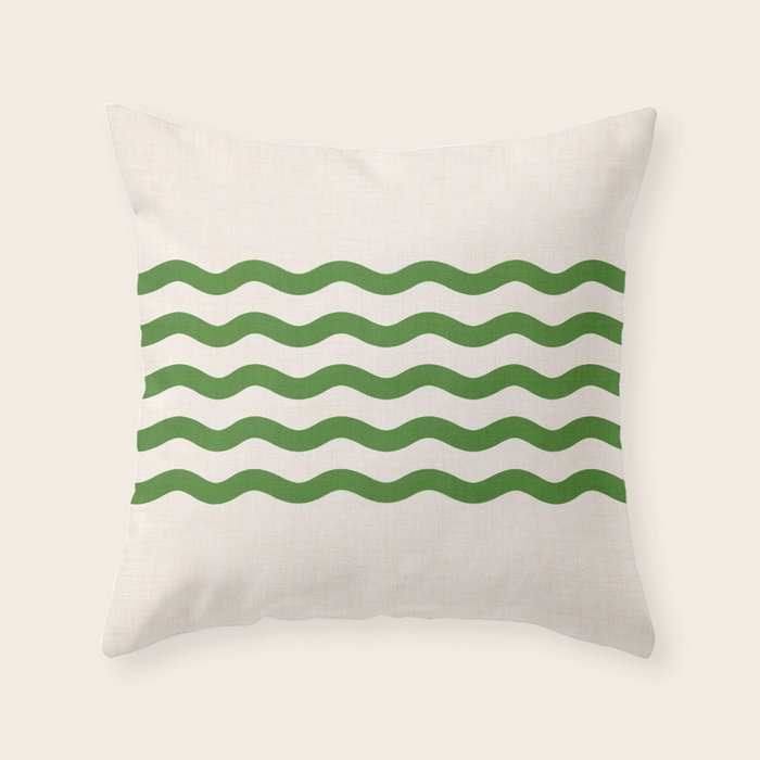 Emerald Waves / Coastal Stripes Series Throw Pillow Gallery Image 1