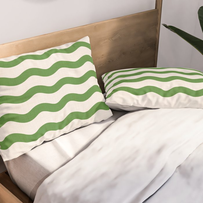 Emerald Waves / Coastal Stripes Series Pillow Sham Gallery Image 2