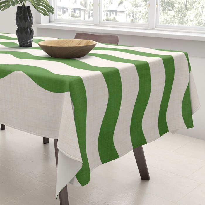Emerald Waves / Coastal Stripes Series Tablecloth Gallery Image 3