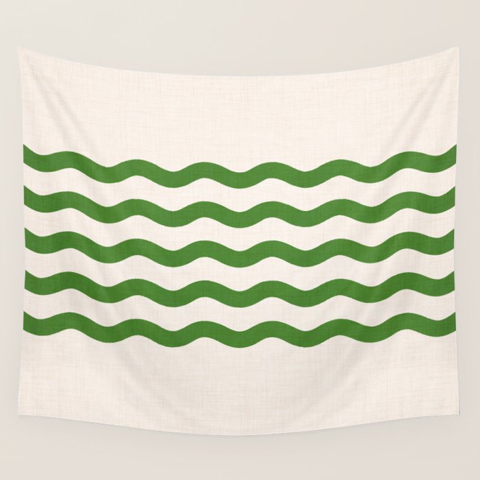Emerald Waves / Coastal Stripes Series Wall Tapestry Gallery Image 4