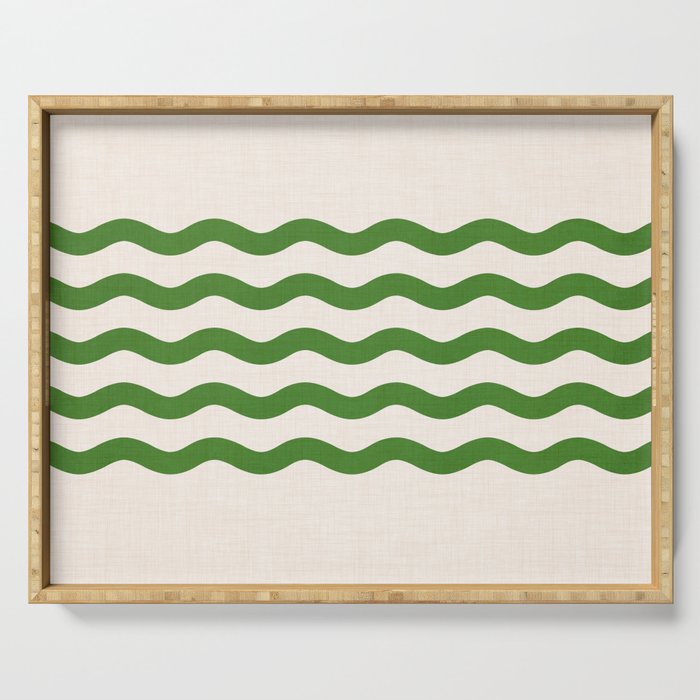 Emerald Waves / Coastal Stripes Series Serving Tray Gallery Image 1