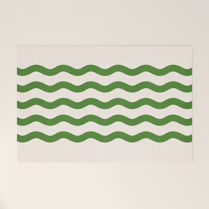 Emerald Waves / Coastal Stripes Series Welcome Mat Gallery Image 1