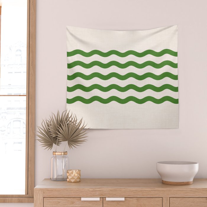 Emerald Waves / Coastal Stripes Series Wall Tapestry Gallery Image 2