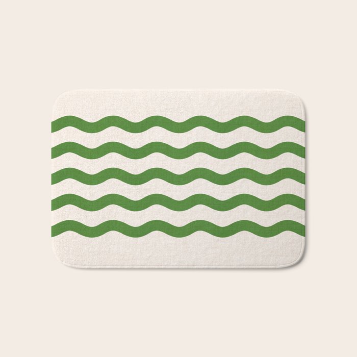 Emerald Waves / Coastal Stripes Series Bath Mat Gallery Image 1