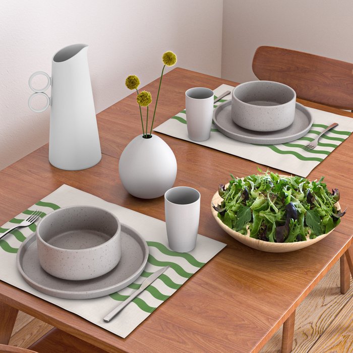 Emerald Waves / Coastal Stripes Series Placemat Gallery Image 2