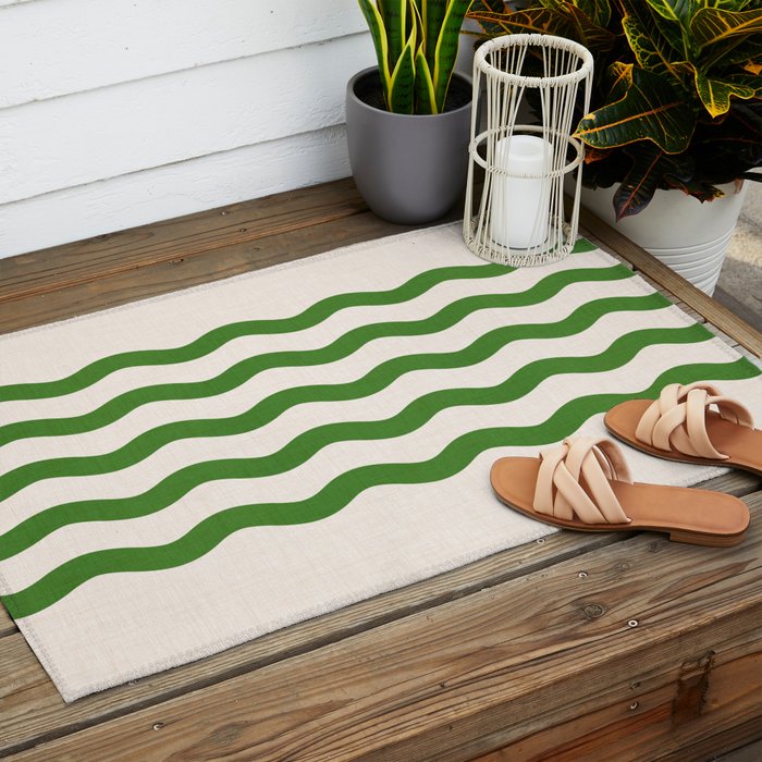 Emerald Waves / Coastal Stripes Series Outdoor Rug Gallery Image 2