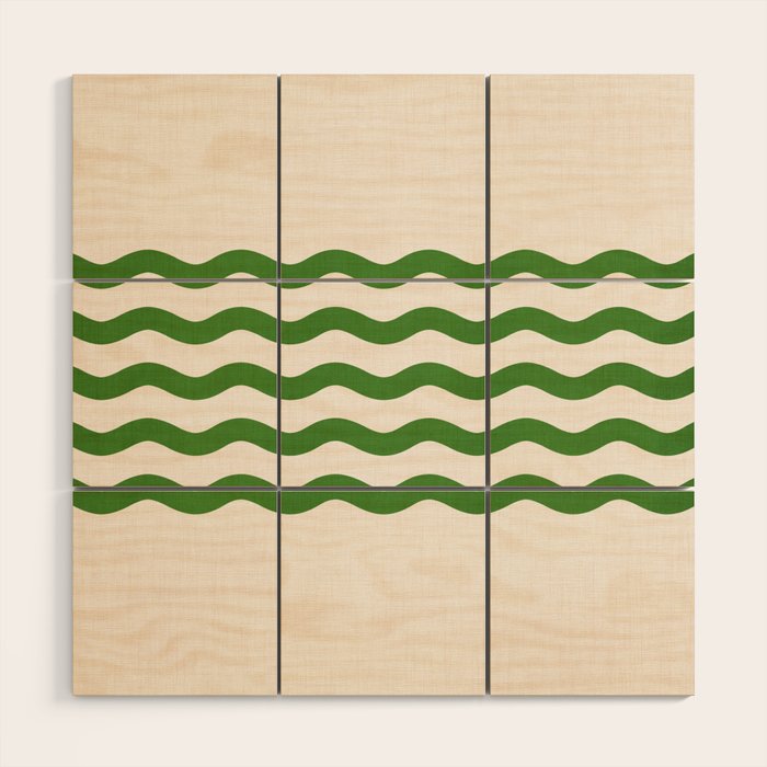 Emerald Waves / Coastal Stripes Series Wood Wall Art Gallery Image 1