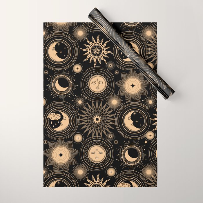 Vintage Sun & Moon Wrapping Paper Gallery Image 1