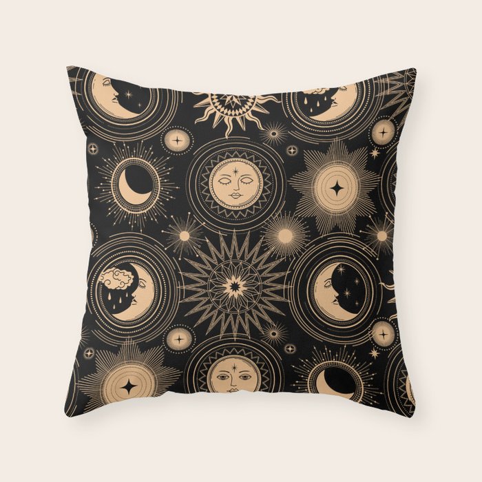 Vintage Sun & Moon Throw Pillow Gallery Image 6