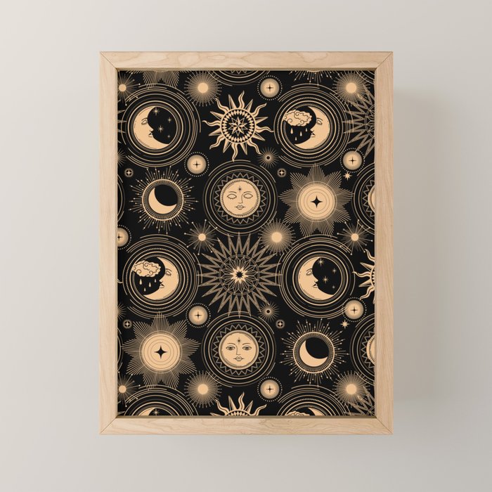 Vintage Sun & Moon Mini Art Print Gallery Image 1