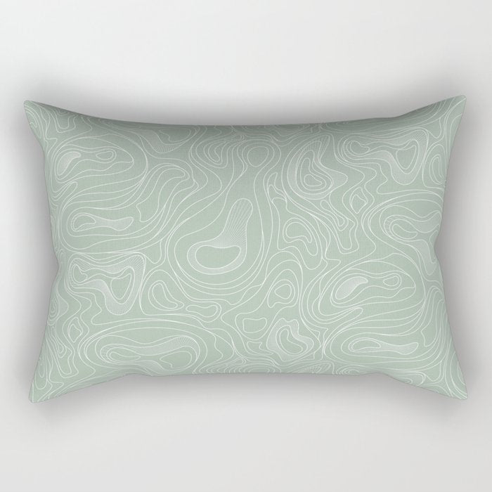 Sage Green Line Art Rectangular Pillow Gallery Image 1