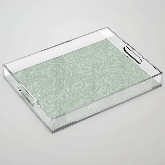 Sage Green Line Art Acrylic Tray Gallery Image 1