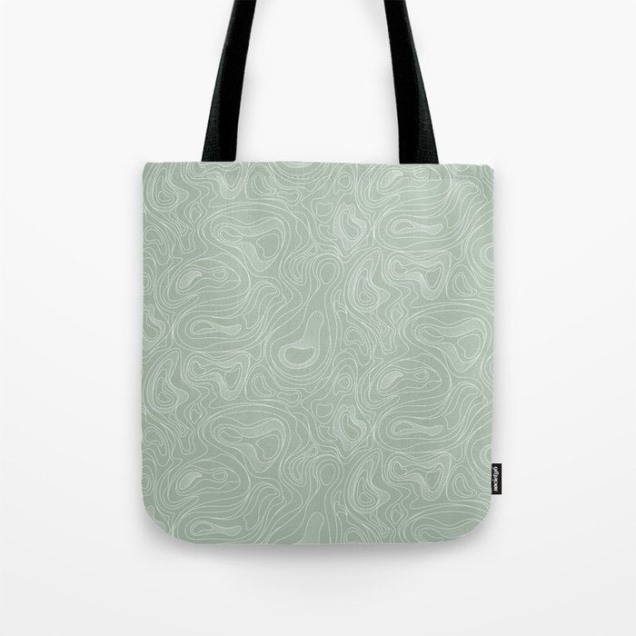Sage Green Line Art Tote Bag Gallery Image 1