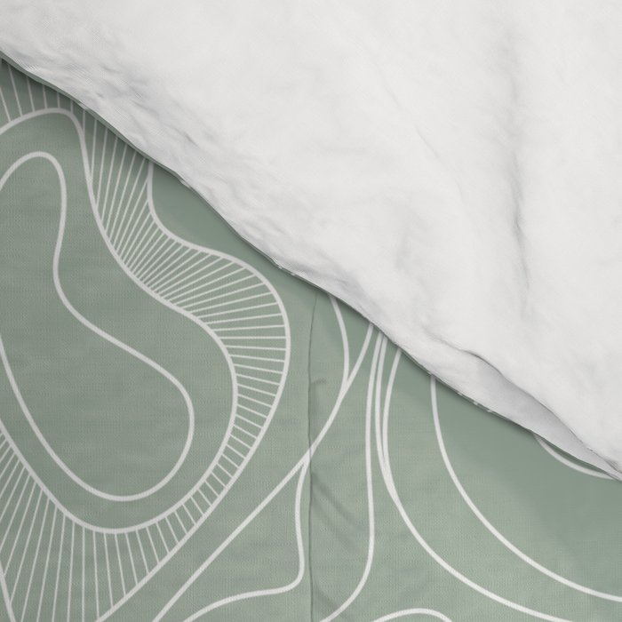 Sage Green Line Art Comforter Gallery Image 4