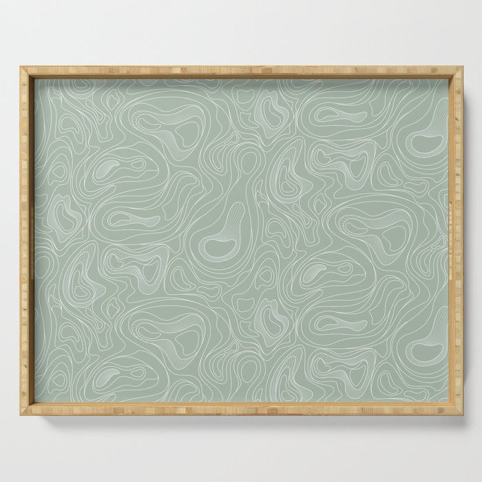 Sage Green Line Art Serving Tray Gallery Image 1